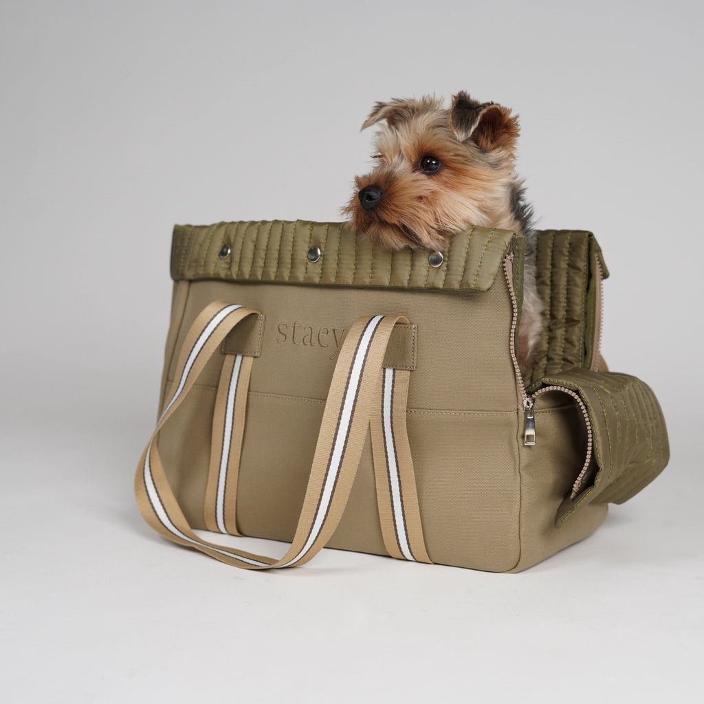 Staey hundetaske Lily – Taupe Hundetaske til Små Hunde & Hvalpe