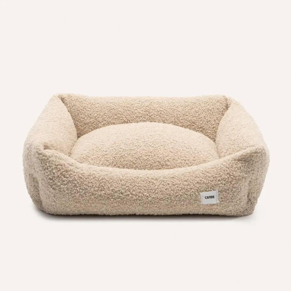 Cafide Hundeseng - Aftagelig & Vaskbar i Beige Teddy-stof