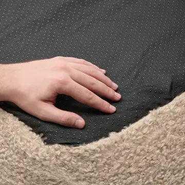 Cafide Hundeseng - Aftagelig & Vaskbar i Beige Teddy-stof