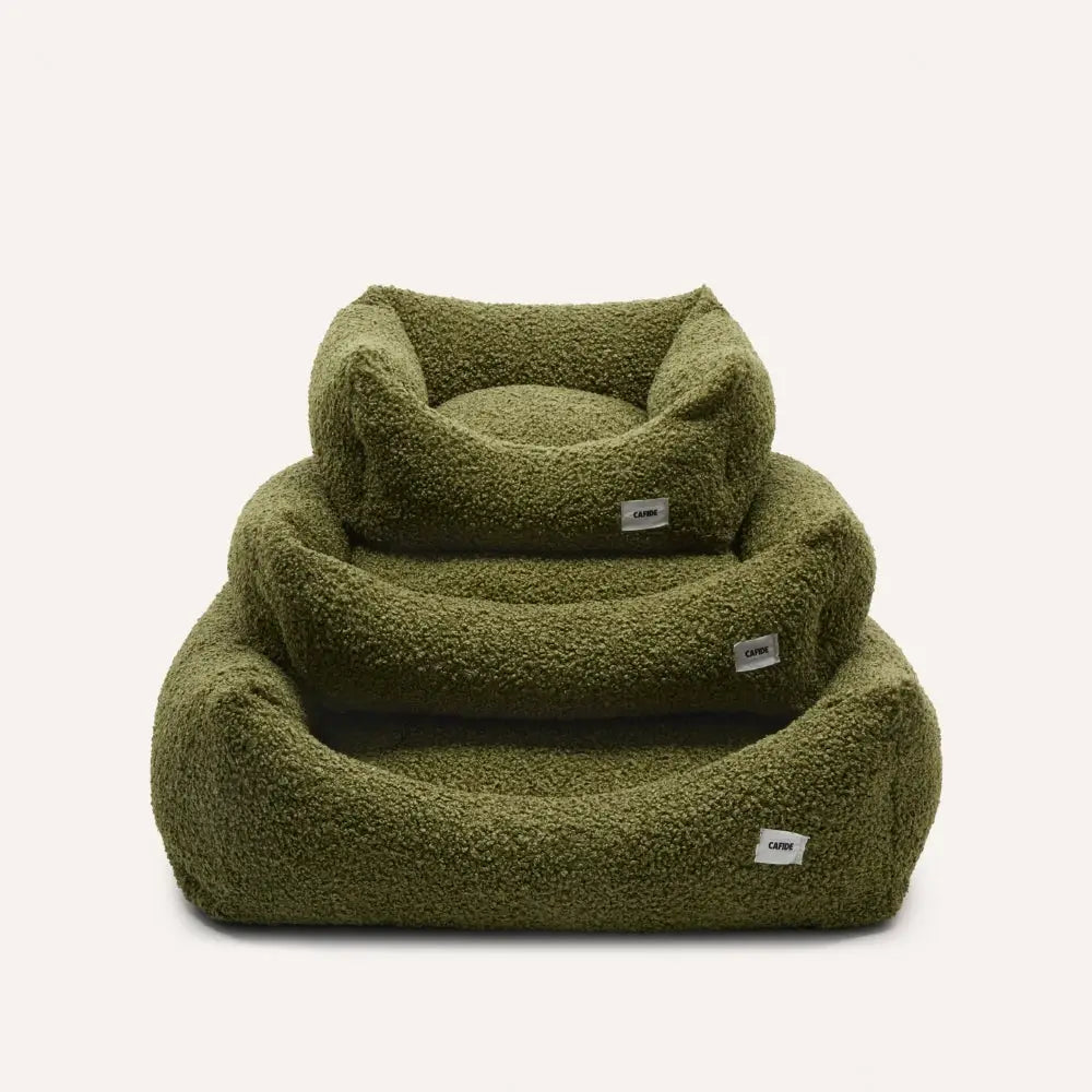 Cafide Hundeseng – Aftagelig & Vaskbar i Grøn Teddy-stof